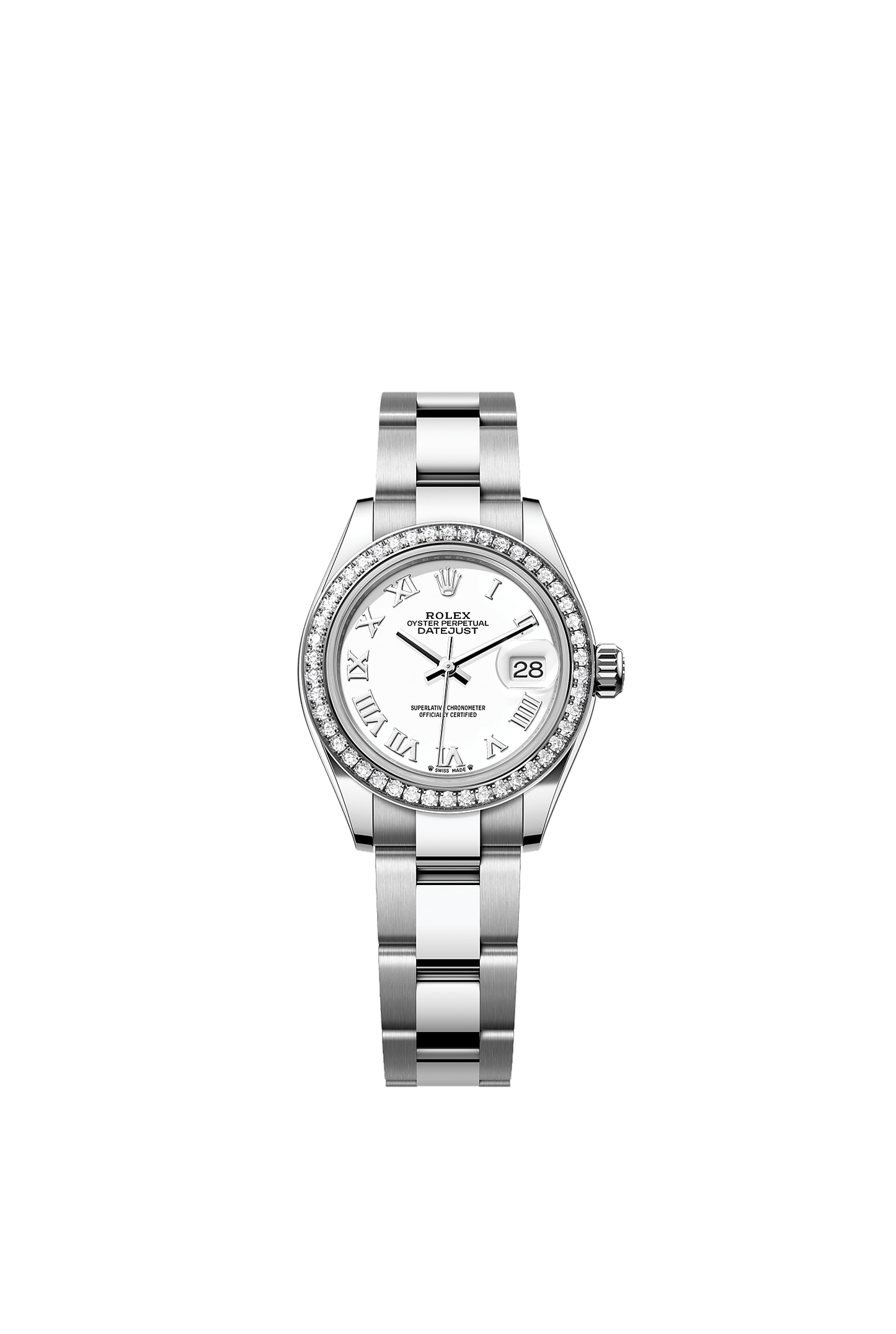 Lady-Datejust 28 Oystersteel White Gold White Diamond Dial Oyster Bracelet 28mm Self-Winding Watch
