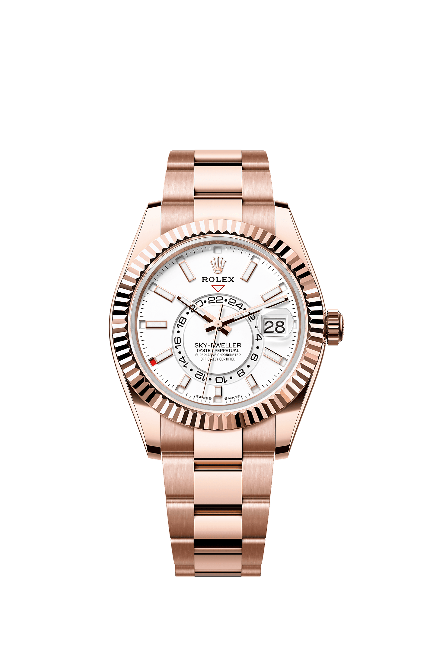 Sky-Dweller 42 Oyster Perpetual Chronometer Watch 42mm 18ct Everose Gold Intense White Dial Oyster Bracelet
