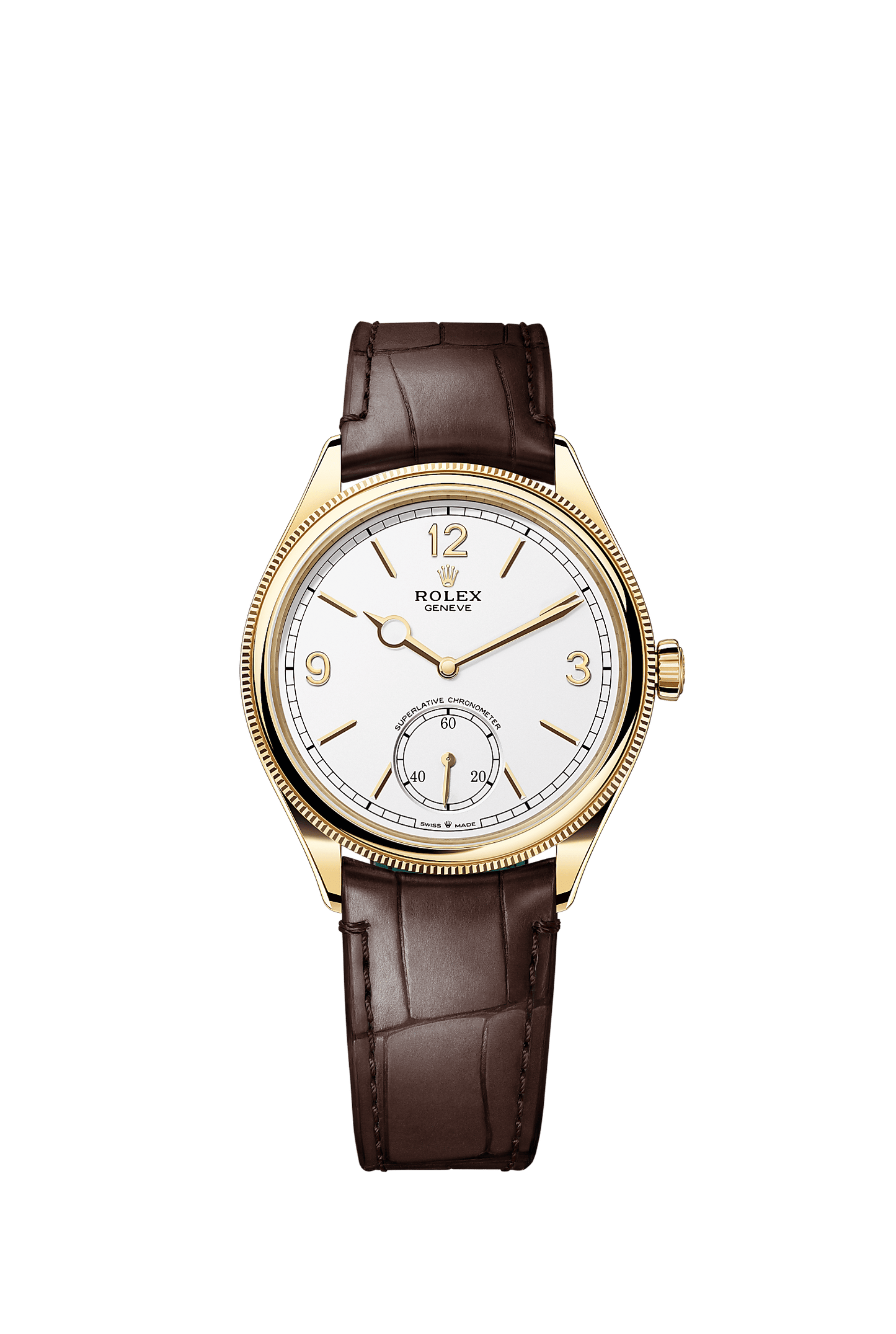 1908 Oyster Chronometer Watch 39mm 18ct Yellow Gold Intense White Dial Alligator Leather Strap