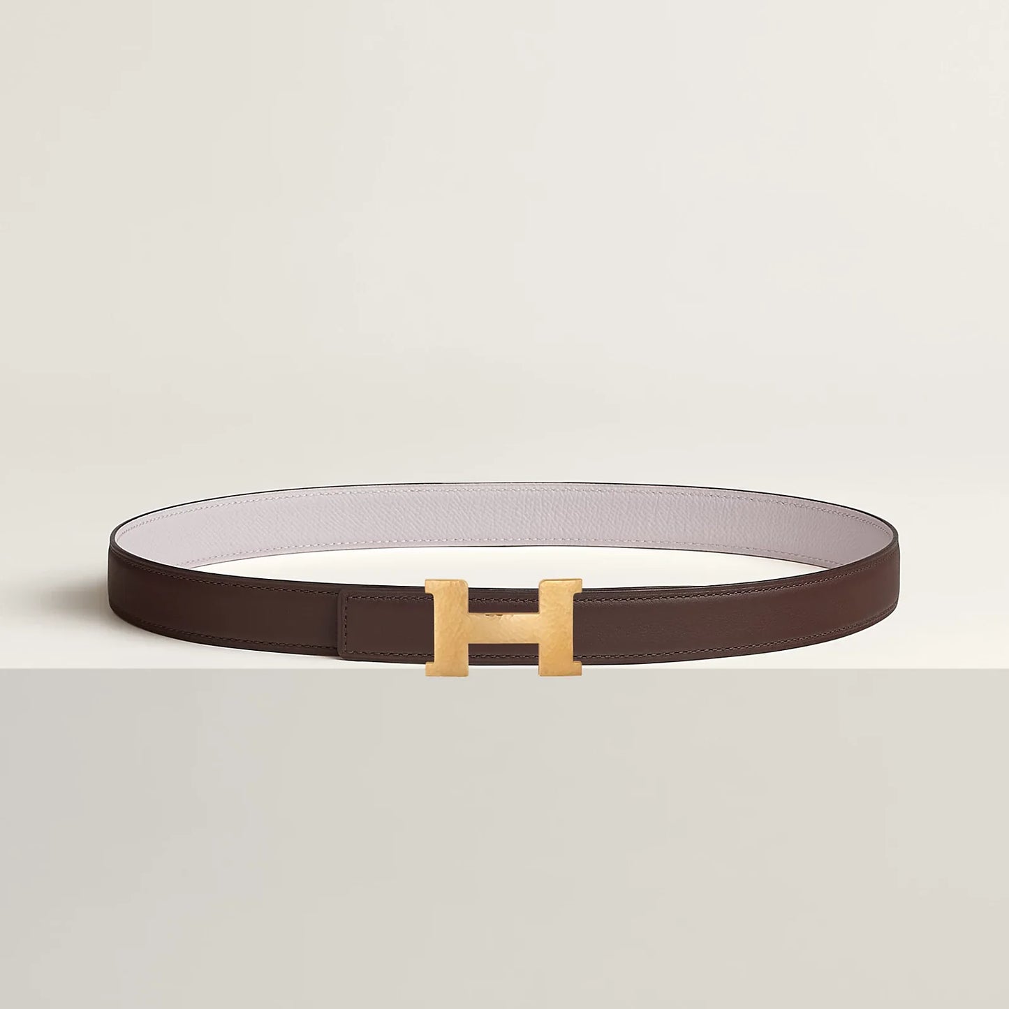 NOIR / GOLD -HAVANE / MAUVE PÂLE MINI CONSTANCE MARTELEE BELT BUCKLE & HERMÈS SUR MER REVERSIBLE LEATHER STRAP 24 MM