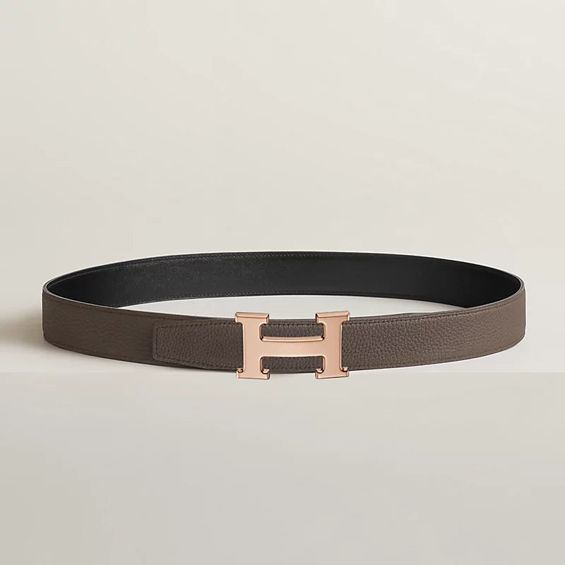 H Belt Buckle & Reversible Leather Strap 32 MM