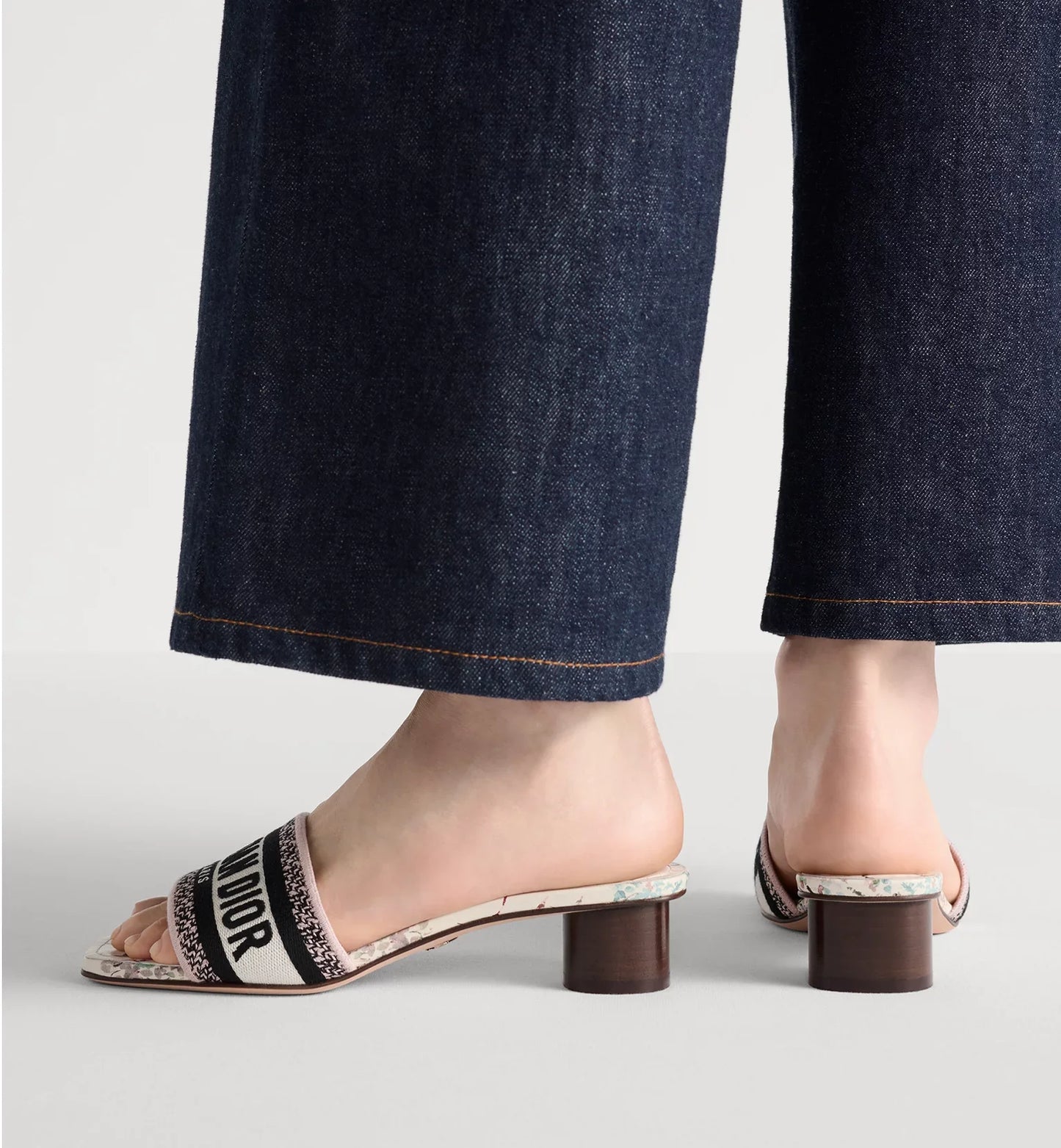 White Millefiori Motif Dway Heeled Slide