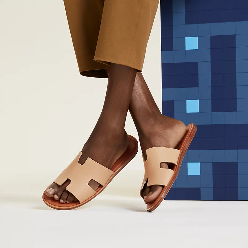 Beige Natura/Naturel - Bleu Minéral/Marron Ébène  Izmir sandal