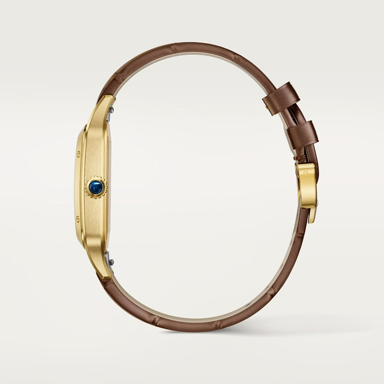 Santos-Dumont Extra-Large 46.6mm x 33.9mm Yellow Gold Wood-Inspired Golden Dial Brown Alligator Strap Self-Winding Watch