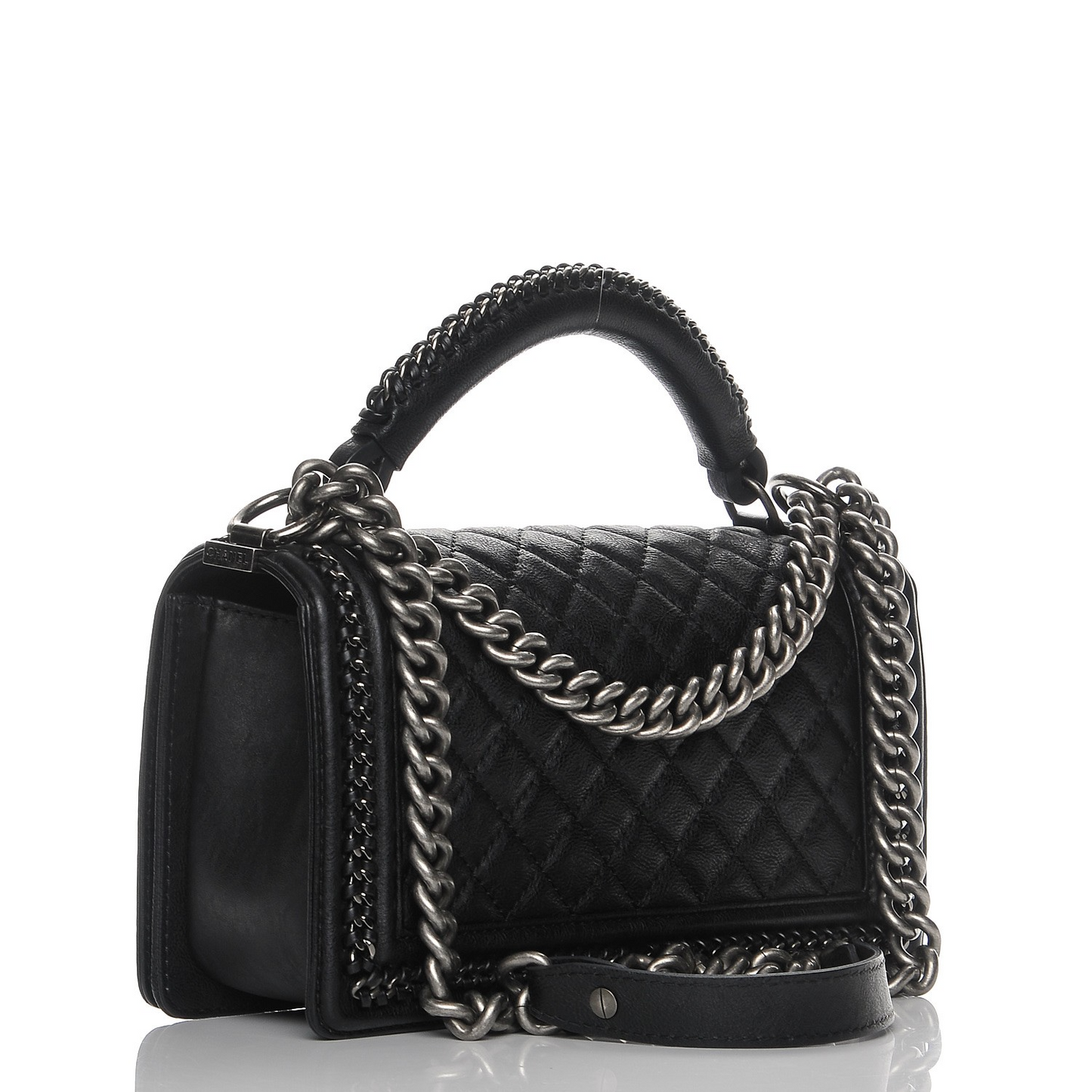 Calfskin Quilted Medium Boy Top Handle Flap