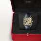 Santos-Dumont Skeleton Large 31mm Yellow Gold Blue Crown Skeleton Dial Blue Alligator Strap Self-Winding Watch