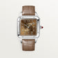 Santos-Dumont Extra-Large 46.6mm x 33.9mm Platinum Brown Sunray Dial Brown Alligator Strap Manual-Winding Watch