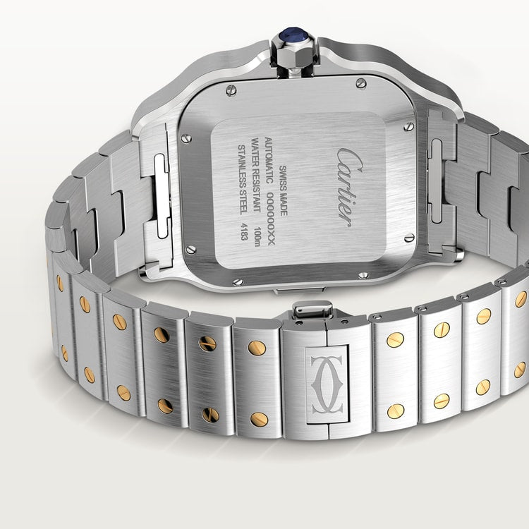 Santos de Cartier Chronograph Extra-Large 51.3mm x 43.3mm Steel Yellow Gold Bezel Silver Dial Steel Bracelet Self-Winding Watch