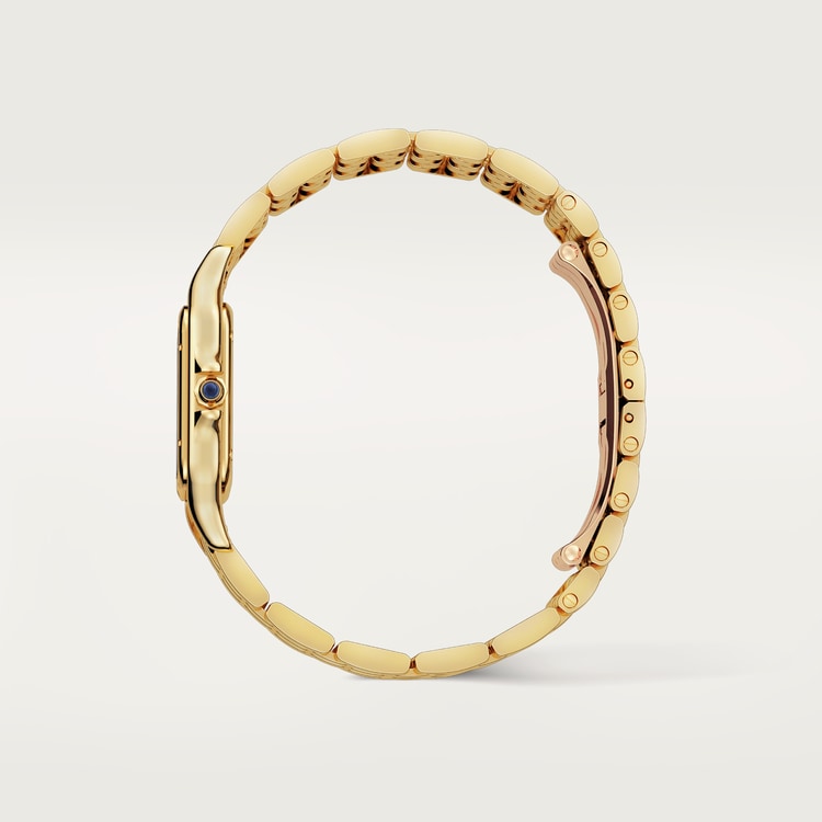 Panthère Medium 29mm x 37mm Yellow Gold Blue Sapphire Crown Silvered Dial Yellow Gold Bracelet Quartz Watch
