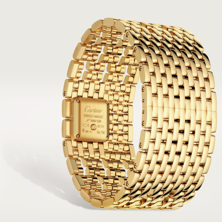 Panthère de Cartier Mini 22.4mm x 19.1mm Yellow Gold Blue Hands Silvered Dial Yellow Gold Bracelet Quartz Watch