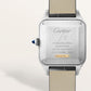 Santos-Dumont Large 43.5mm x 31.4mm Steel Yellow Gold Blue Crown Silvered Sunray Dial Anthracite Gray Alligator Leather Strap Quartz Watch