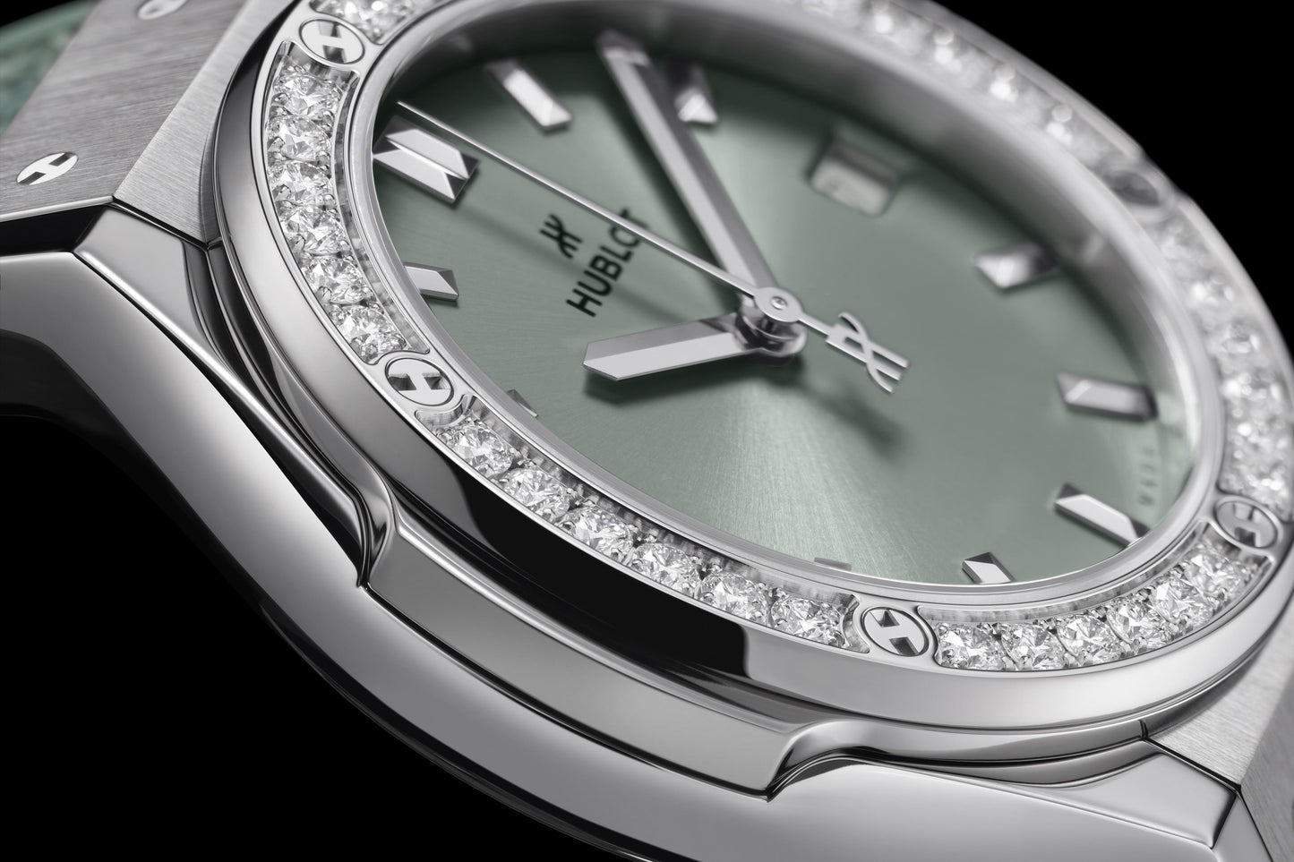 Classic Fusion Titanium Sage Green Diamonds 33mm Watch