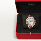 Ballon Bleu 42mm Rose Gold Automatic Silver Guilloché Dial Alligator Strap Watch