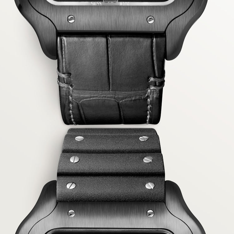 Santos de Cartier Large 39.8mm Steel Black Dial Rubber Strap Self-Winding Watch