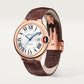Ballon Bleu 42mm Rose Gold Automatic Silver Guilloché Dial Alligator Strap Watch