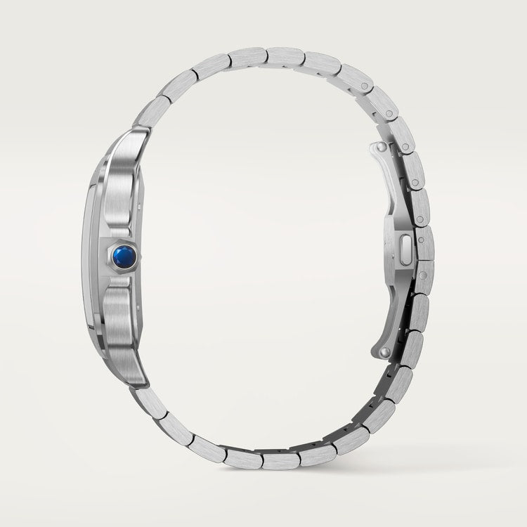 Santos de Cartier Large 39.8mm Steel Blue Crown Black Dial Steel Bracelet Self-Winding Watch