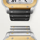 Santos de Cartier Chronograph Extra-Large 51.3mm x 43.3mm Steel Yellow Gold Bezel Silver Dial Steel Bracelet Self-Winding Watch