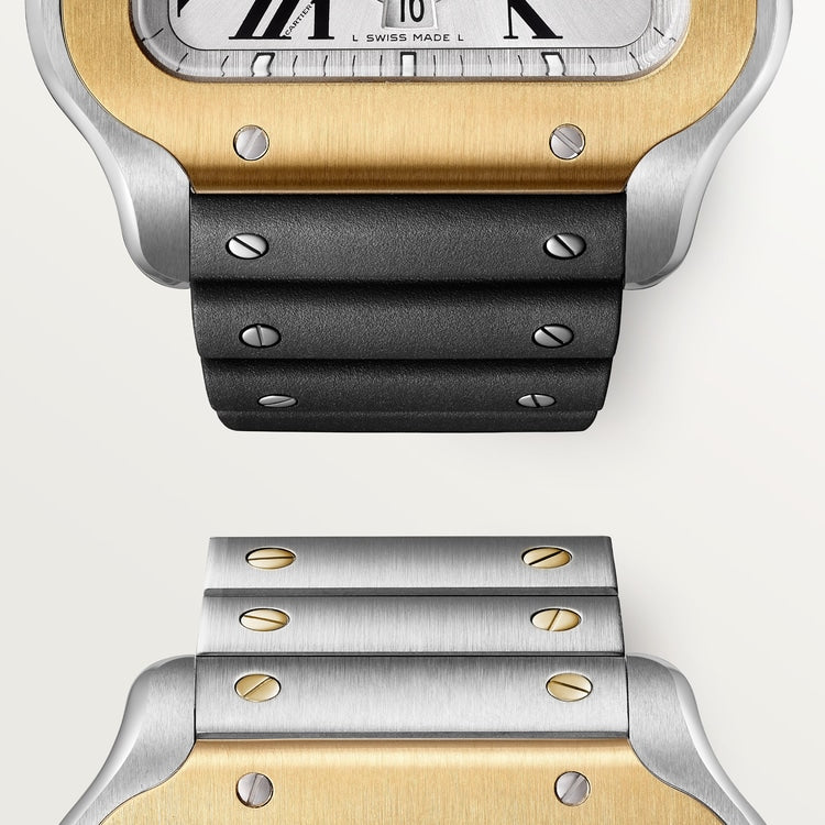 Santos de Cartier Chronograph Extra-Large 51.3mm x 43.3mm Steel Yellow Gold Bezel Silver Dial Steel Bracelet Self-Winding Watch