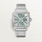 Santos de Cartier Skeleton Large 39.8mm Steel Green Jasper Crown Skeleton Dial Steel Bracelet Manual-Winding Watch