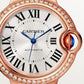 Ballon Bleu 33mm Rose Gold Diamond Case Silvered Sunray Dial Burgundy Alligator Strap Automatic Watch