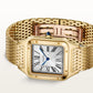 Santos-Dumont Large 43.5mm x 31.4mm Yellow Gold Silvered Satin-Finish Dial Alligator Strap Manual-Winding Watch