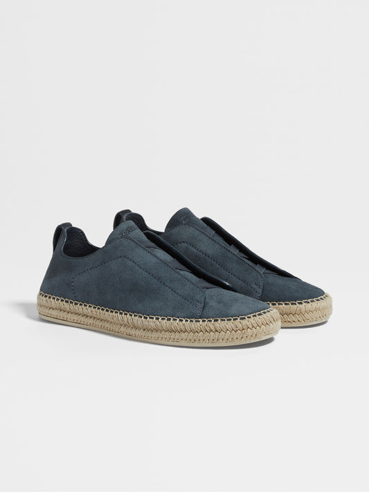 Dark Teal Blue - Dark Blue ZEGNA  Suede Triple Stitch™ Espadrilles