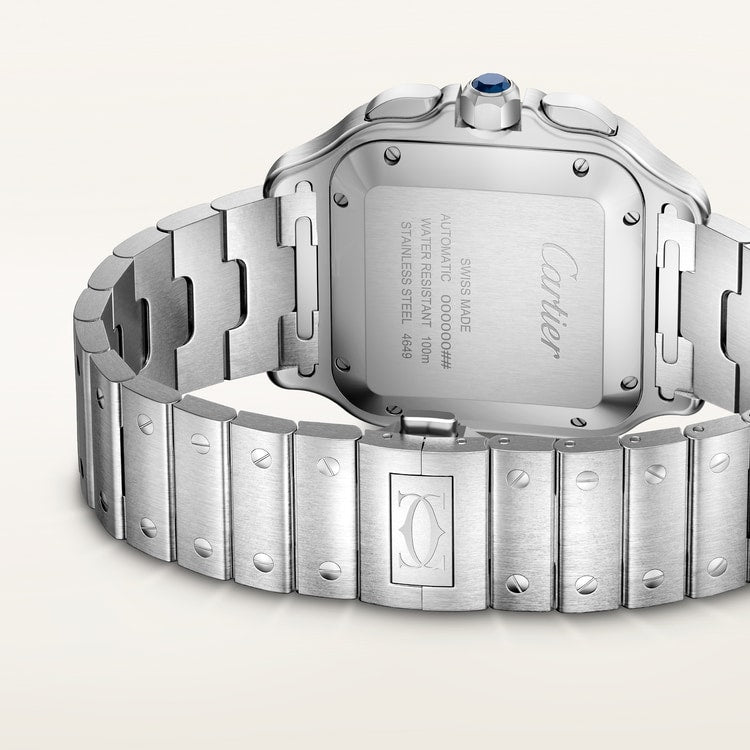 Santos de Cartier Large 39.8mm Steel Blue Crown Satin Sunray Dial Steel Bracelet Self-Winding Watch