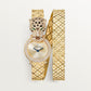 Panthère de Cartier Mini 23.6mm Yellow Gold Diamond Bezel Diamond Panther Head Emerald Eyes Golden Dial Yellow Gold Double Loop Bracelet Quartz Watch