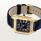 Santos-Dumont Large 43.5mm x 31.4mm Yellow Gold Blue Satin-Brushed Dial Alligator Strap Quartz Watch