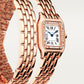 Panthère Small 30.3mm x 22.0mm Rose Gold Diamond Case Diamond Crown Silvered Dial Rose Gold Bracelet Quartz Watch