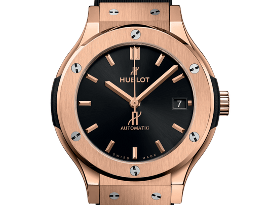 Classic Fusion 38 mm King Gold Black Dial Rubber Strap Watch