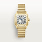 Santos de Cartier Small 34.5mm x 27mm Yellow Gold Blue Crown Silver Sunray Dial Yellow Gold Bracelet Quartz Watch