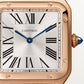 Santos-Dumont Large 43.5mm x 31.4mm Rose Gold Blue Crown Silver Sunray Dial Gray Alligator Leather Strap Quartz Watch