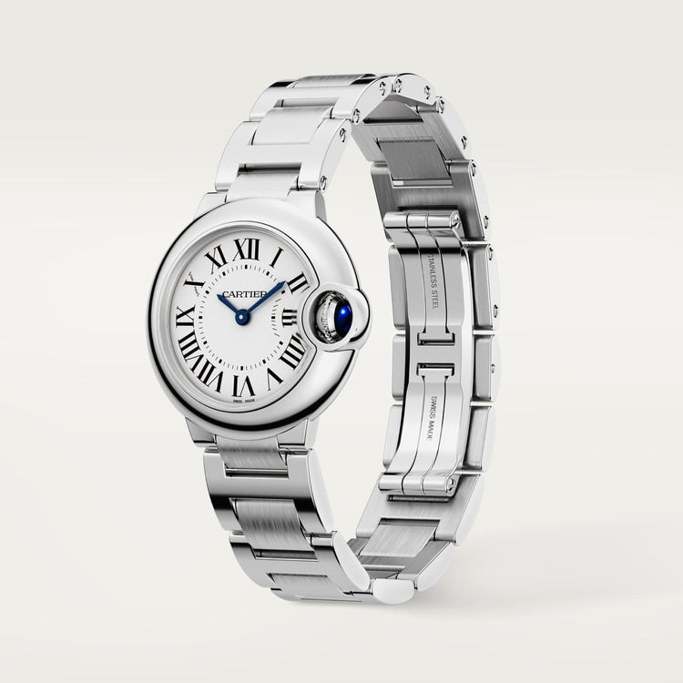 Ballon Bleu 28mm Steel Automatic Silvered Opaline Dial Steel Bracelet Watch
