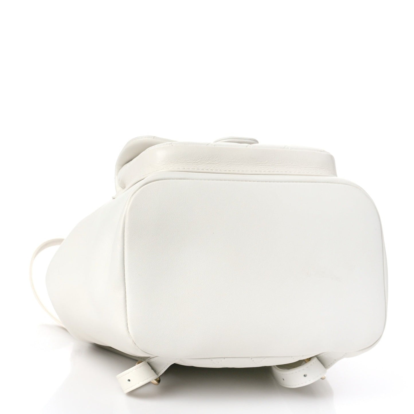 Lambskin Quilted Large Duma Drawstring Backpack White