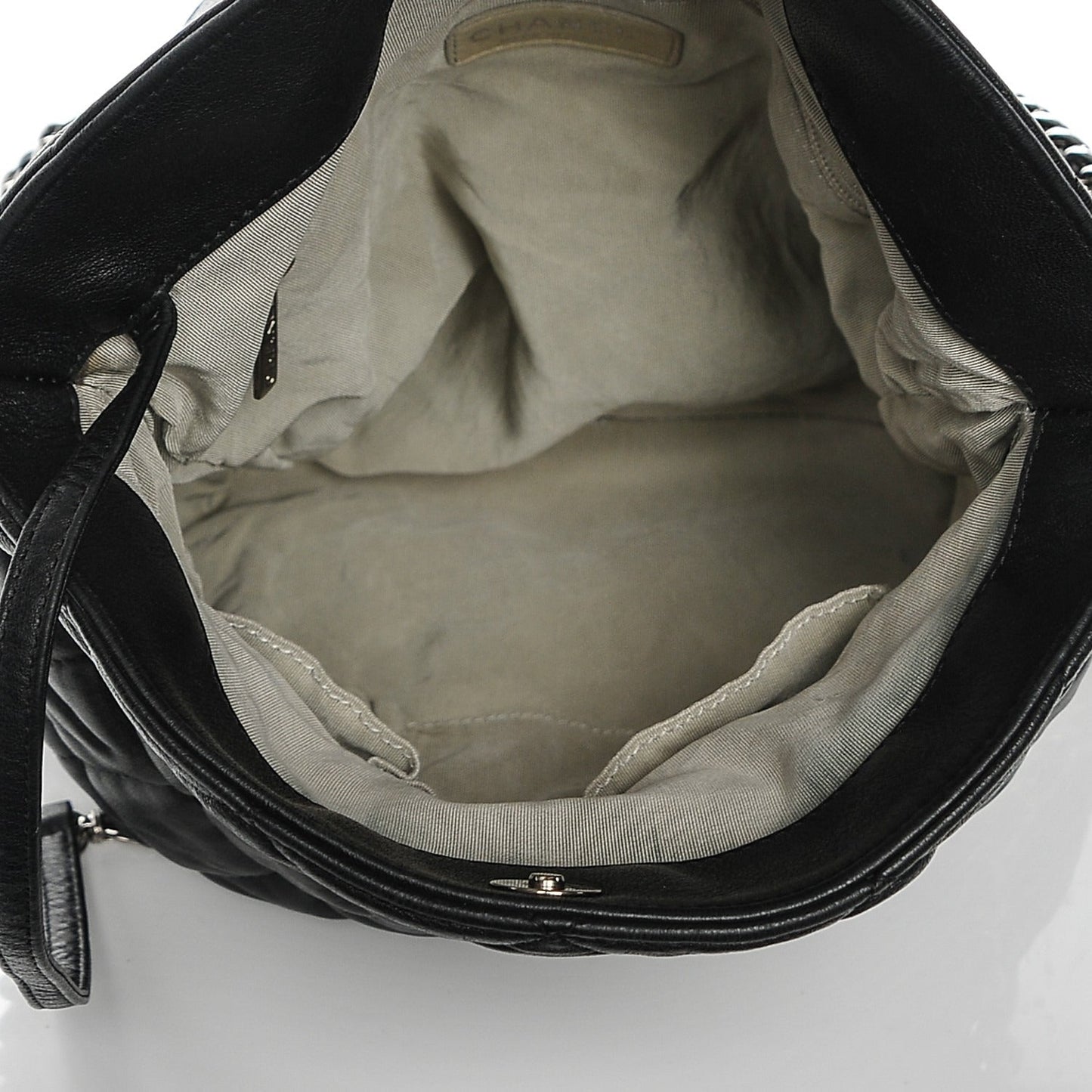 Washed Lambskin Chain Around Hobo Black