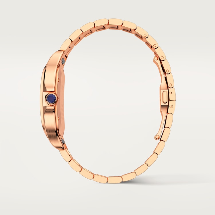 Santos Large 39.8mm Rose Gold Blue Crown Silvered Opaline Dial Rose Gold Bracelet Self-Winding Watch