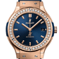 Classic Fusion 38MM 18K King Gold Blue Diamond Dial Rubber Strap Watch