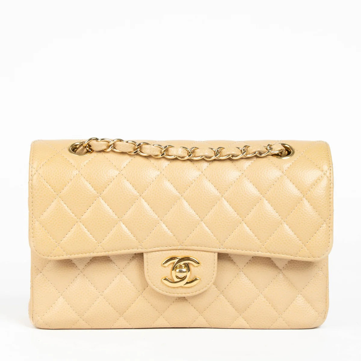 CHANEL BEIGE CAVIAR SMALL CLASSIC BAG 01