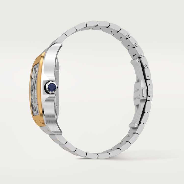 Santos de Cartier Chronograph Extra-Large 51.3mm x 43.3mm Steel Yellow Gold Bezel Silver Dial Steel Bracelet Self-Winding Watch