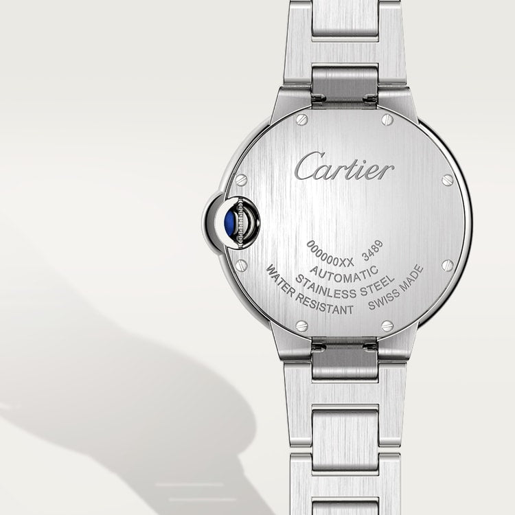 Ballon Bleu 33mm Steel Automatic Silvered Flinqué Dial Diamond-Set Steel Bracelet Watch