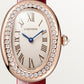 Baignoire Small 31.4mm x 23.09mm Rose Gold Diamond Case Diamond Crown Silvered Dial Red Alligator Strap Quartz Watch