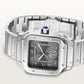 Santos de Cartier Dual Time Large 40.2mm Steel Blue Crown Anthracite Gray Dial Steel Bracelet Automatic Watch
