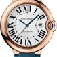 Ballon Bleu 42mm Rose Gold Automatic Silver Guilloché Dial Leather Strap Watch