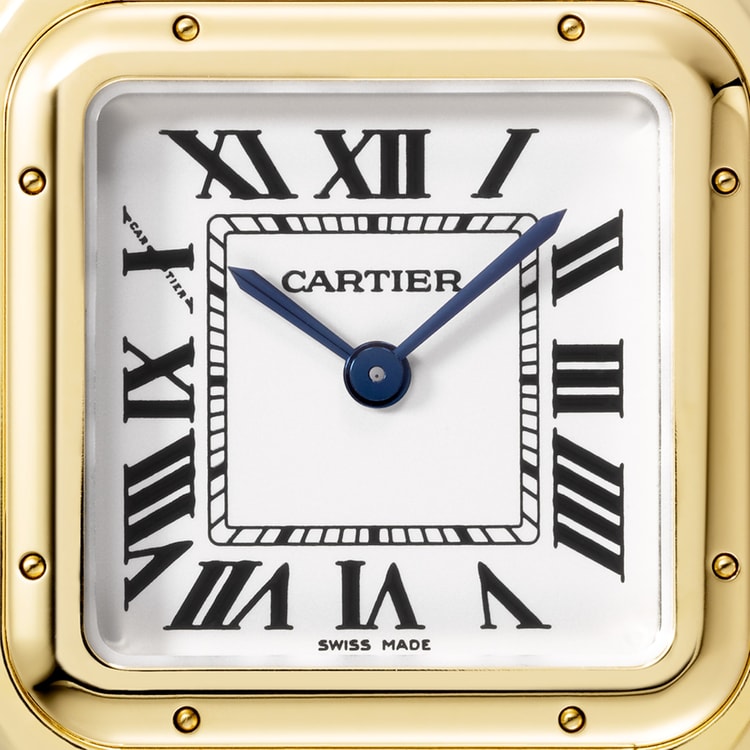Panthère Mini 22mm x 30.3mm Yellow Gold Blue Sapphire Crown Silvered Dial Yellow Gold Bracelet Quartz Watch