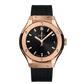 Classic Fusion 18K King Gold Black Sunray Dial Black Rubber Strap Watch