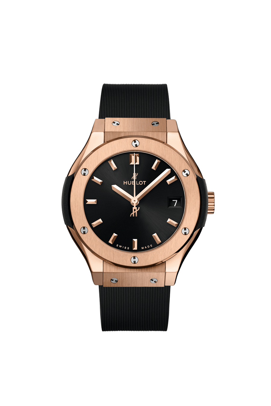 Classic Fusion 18K King Gold Black Sunray Dial Black Rubber Strap Watch