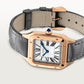 Santos-Dumont Small 38mm x 27.5mm Rose Gold Blue Crown Silver Sunray Dial Gray Alligator Leather Strap Quartz Watch