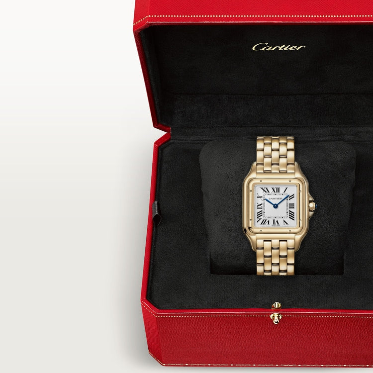 Panthère de Cartier Large 42mm x 31mm Yellow Gold Blue Crown Silvered Dial Yellow Gold Bracelet Quartz Watch