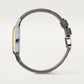 Santos-Dumont Large 43.5mm x 31.4mm Steel Yellow Gold Bezel Gray Dial Alligator Strap Quartz Watch